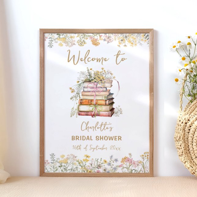 Wildflower Book Theme Bridal Shower Welcome Poster (Creator Uploaded)