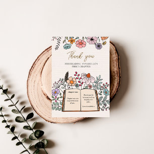 Wildflower Book Themed First Chapter Birthday Thank You Card