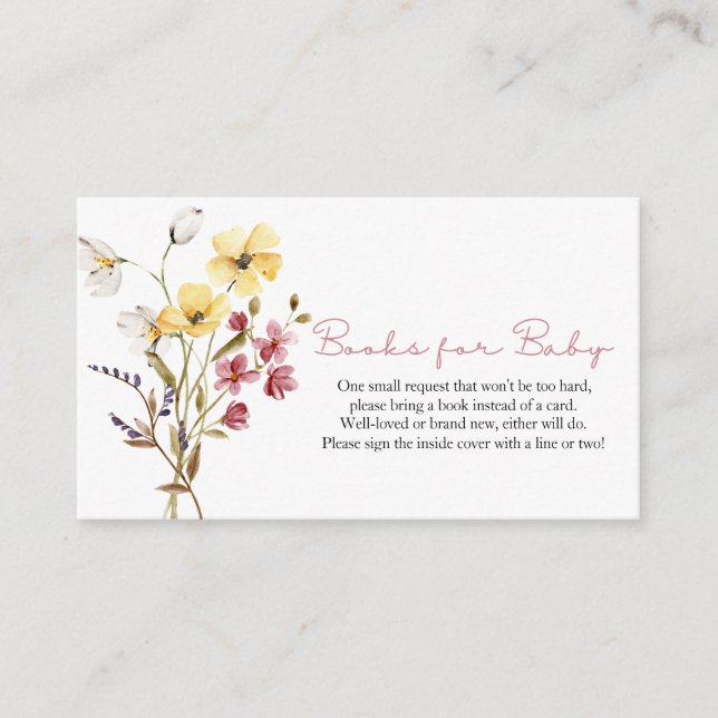 Wildflower Books for Baby Shower Enclosure Card (Front)