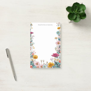 Wildflower Border From the Desk Of Personalized Post-it Notes