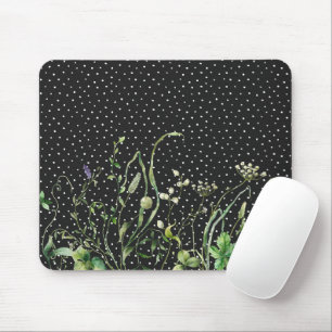 Wildflower Border On Polka Dots Mouse Pad