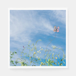 Wildflower Border On Summer Sky Napkin
