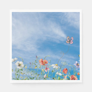 Wildflower Border On Summer Sky Napkin