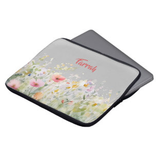 Wildflower Border Personalized Laptop Sleeve