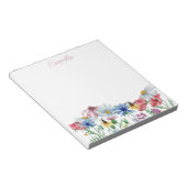 Wildflower Border Pretty Personalized Notepad (Angled)