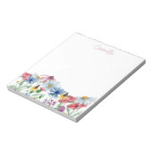 Wildflower Border Pretty Personalized Notepad (Rotated)