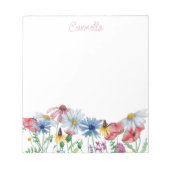Wildflower Border Pretty Personalized Notepad (Front)