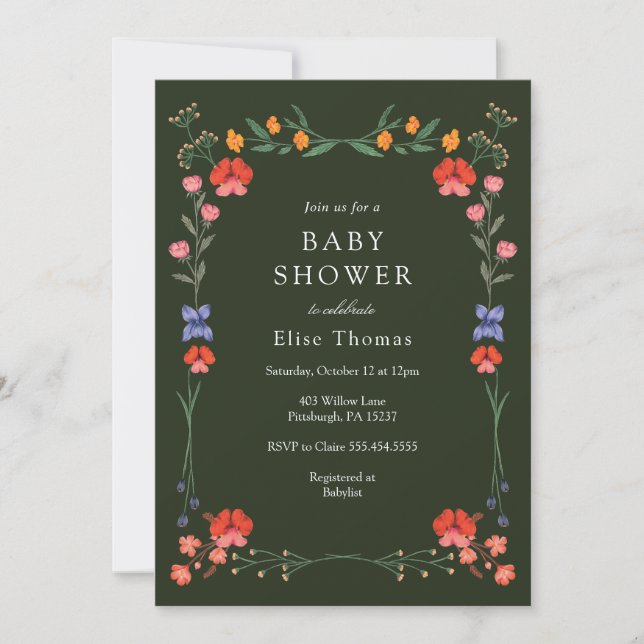 Wildflower Botanic Garden Baby Shower  Invitation (Front)