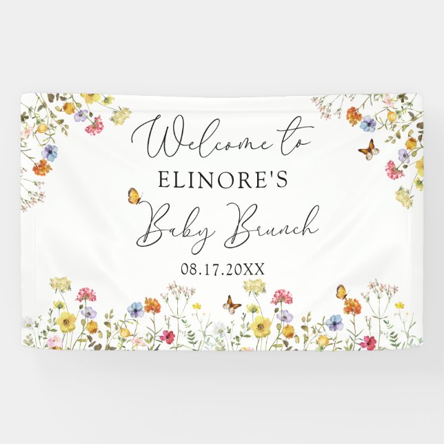 Wildflower Botanical Baby Shower Welcome Banner (Horizontal)