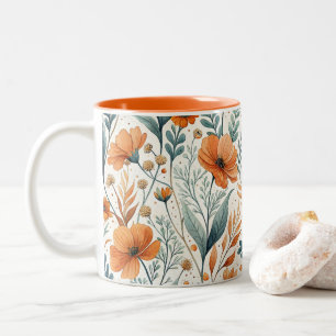 Wildflower Botanical Boho Floral Watercolor Two-Tone Coffee Mug
