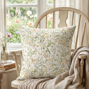 Wildflower Botanical Cottagecore Floral Garden Throw Pillow