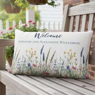 Wildflower Botanical Cottagecore Housewarming Gift Lumbar Pillow