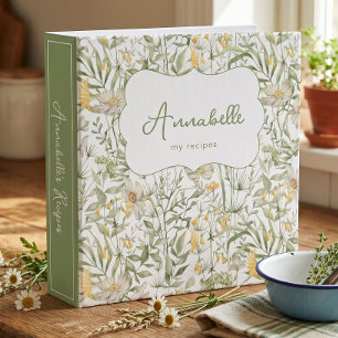 Wildflower Botanical Cottagecore Monogram Recipe Binder