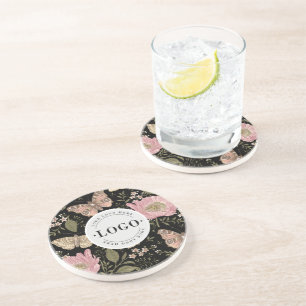 Wildflower Botanical Floral Monogram Business Logo Coaster