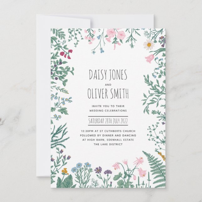 Wildflower Botanical Floral Wedding Invitation (Front)
