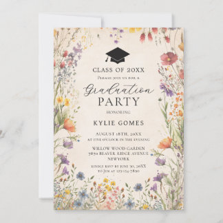Wildflower Botanical Graduation Party Invitation