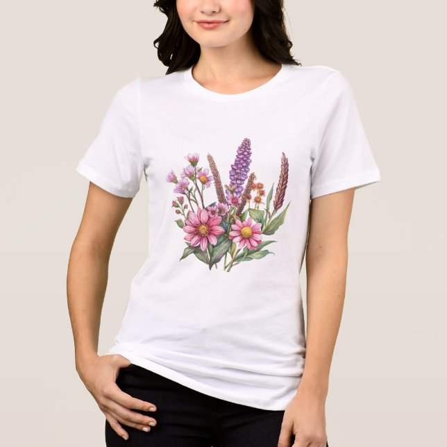 Wildflower Botanical Graphic  Tri-Blend Shirt (Front)