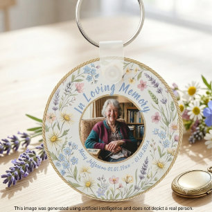 Wildflower Botanical Pastel Blue Keychain