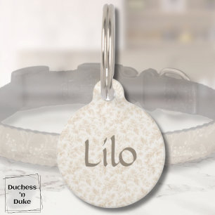 Wildflower Botanical Print in Ivory Pet Tag