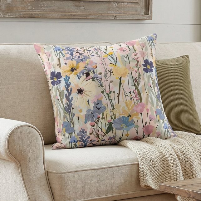 Wildflower Botanical Throw Pillow (Creator Uploaded)