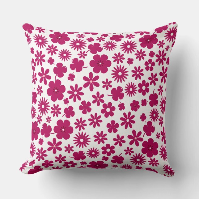 wildflower botanical tropical berry colour floral throw pillow (Front)