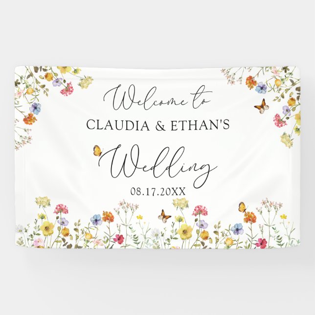 Wildflower Botanical Welcome Wedding Sign (Horizontal)