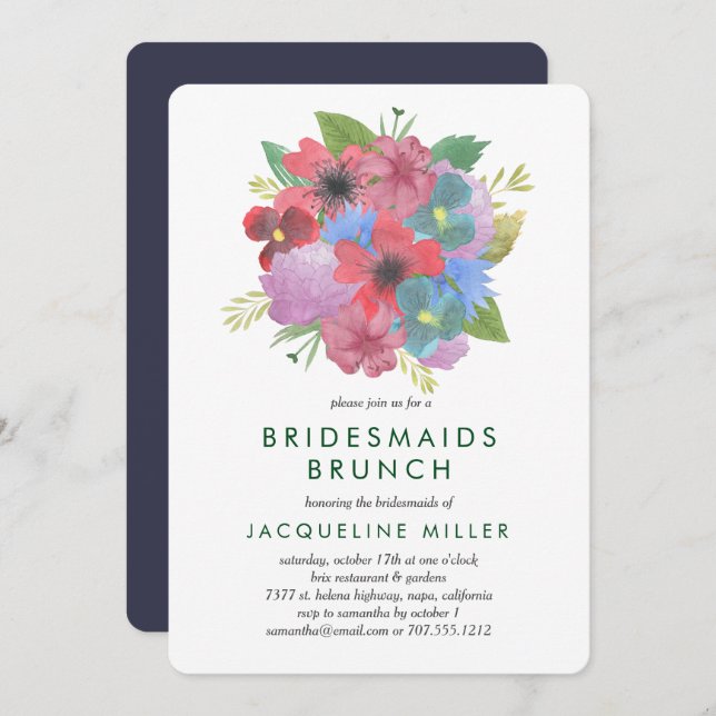 Wildflower Bouquet Bridesmaids Brunch Invitation (Front/Back)