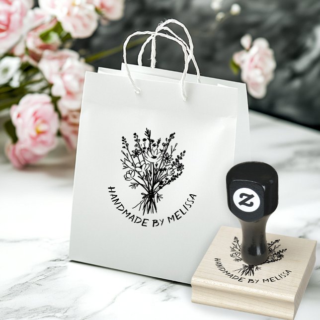 Wildflower Bouquet CUSTOM Personalized  Rubber Stamp (Wildflower Bouquet Handmade DIY Gifts Crafts CUSTOM Personalized Rubber Stamp
)