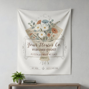 Wildflower Bouquet Flowers Custom Print Tapestry