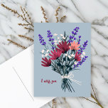 Wildflower Bouquet I MISS YOU Pretty CUSTOM Postcard<br><div class="desc">Customize this card by changing the text,  font,  colours and adding your own text on the back! Check my shop for more!</div>