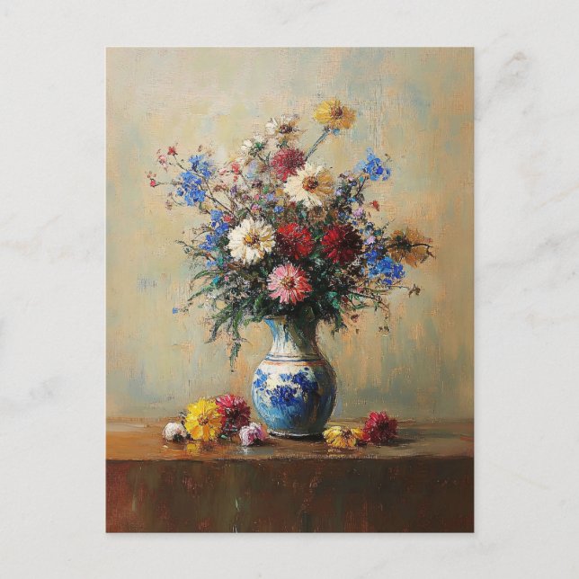 Wildflower Bouquet in a Vase Still Life Postcard (Front)