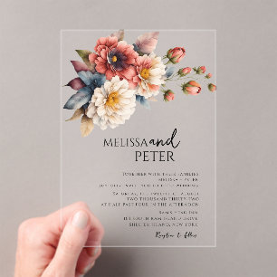 Wildflower Bouquet of Flowers Wedding Acrylic Invitations