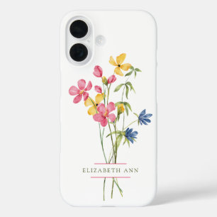 Wildflower Bouquet Personalized iPhone 16 Case