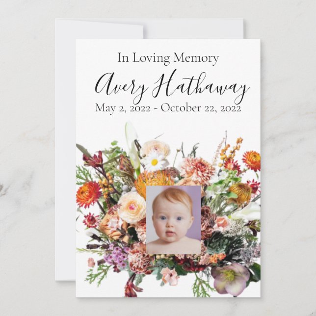 Wildflower Bouquet Photo Funeral Memorial Program (Front)