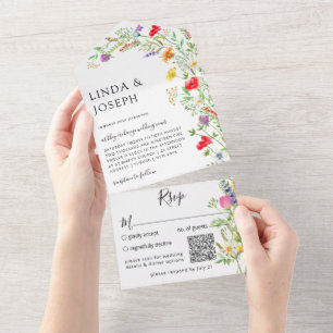 Wildflower Bouquet QR Code All in One Invite