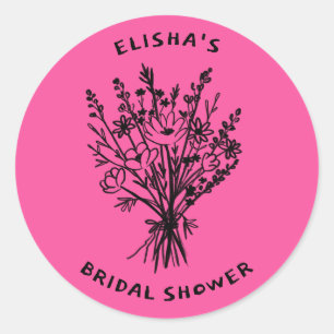 Wildflower Bouquet Rustic Whimsical Bridal Shower  Classic Round Sticker