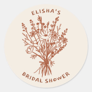 Wildflower Bouquet Rustic Whimsical Bridal Shower Classic Round Sticker