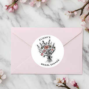 Wildflower Bouquet Rustic Whimsical Bridal Shower Classic Round Sticker