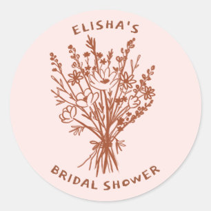 Wildflower Bouquet Rustic Whimsical Bridal Shower Classic Round Sticker