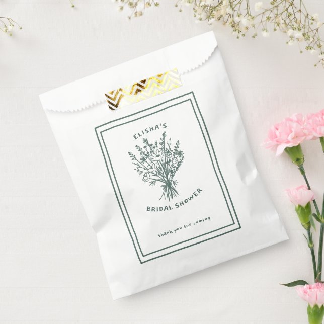 Wildflower Bouquet Rustic Whimsical Bridal Shower  Favour Bag (Sealed)