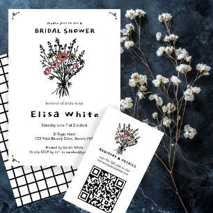 Wildflower Bouquet Rustic Whimsical Bridal Shower Invitation