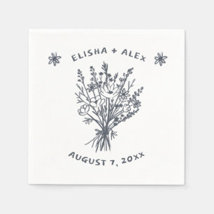 Wildflower Bouquet Rustic Whimsical Wedding Bloom Napkin
