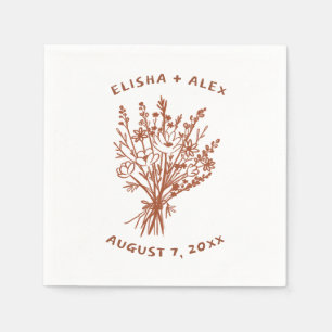 Wildflower Bouquet Rustic Whimsical Wedding Bloom Napkin