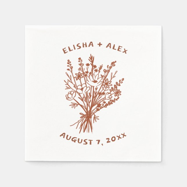 Wildflower Bouquet Rustic Whimsical Wedding Bloom  Napkin (Front)