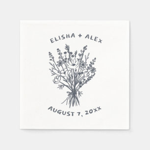 Wildflower Bouquet Rustic Whimsical Wedding Bloom  Napkin