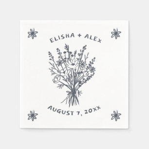 Wildflower Bouquet Rustic Whimsical Wedding Bloom  Napkin