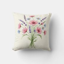 Wildflower bouquet throw pillow