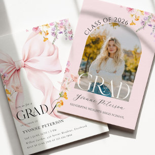 Wildflower & Bow Graduation Invitation