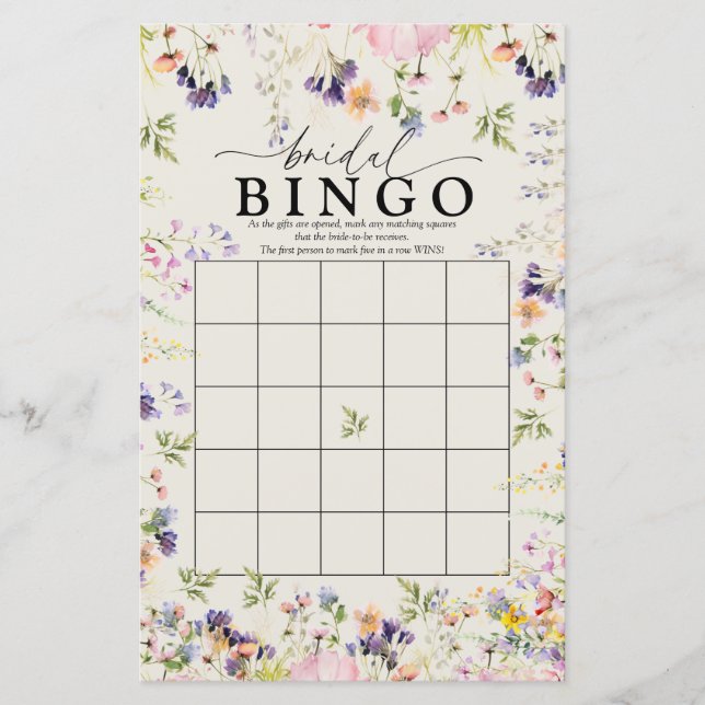 Wildflower Bridal  Bingo | Games (Front)