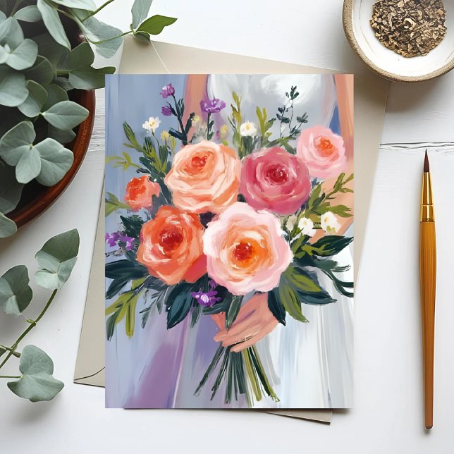 Wildflower Bridal Bouquet | Floral Wedding Bride Postcard (Creator Uploaded)